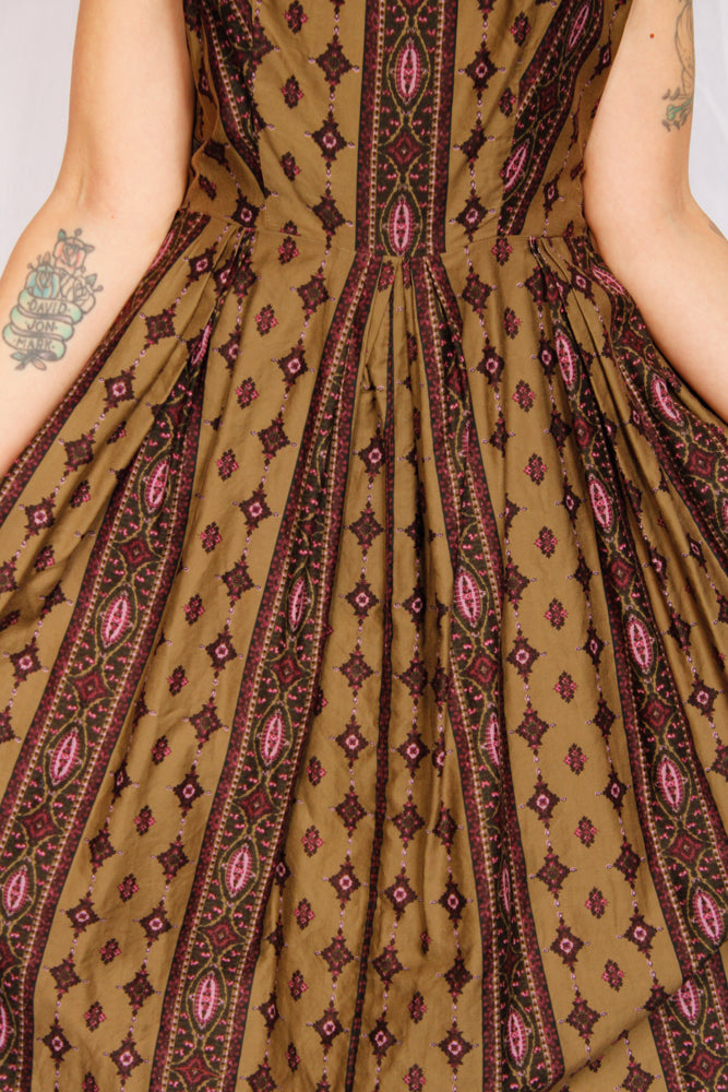 1950s Olive & Fig Cotton Dress - Medium