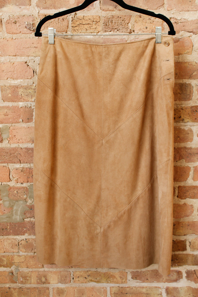 1970s Beige Suede Skirt - 32" waist