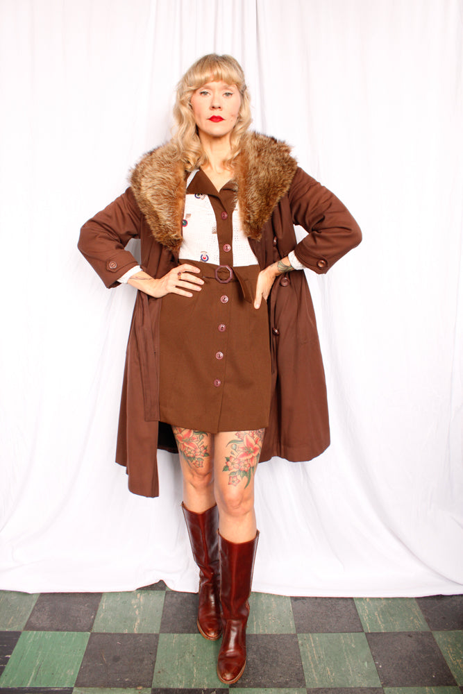 1970s Fall in New York Brown Coat - Large