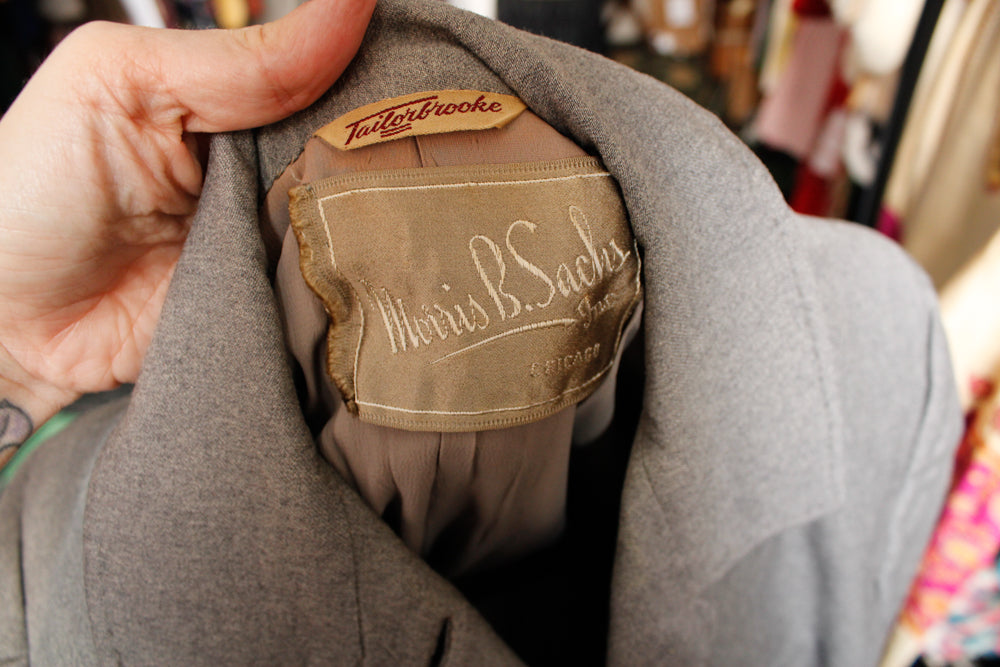 1940s Morris B Sachs Light Gray Suit - Small