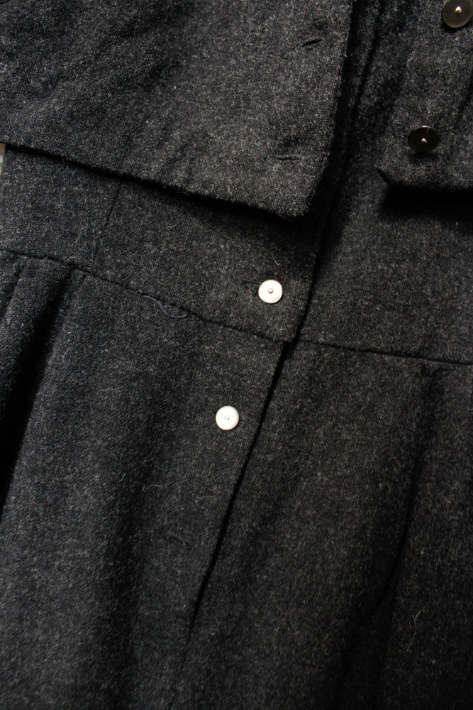 1950s Bombshell Charcoal Wool Dress & Bolero - Small
