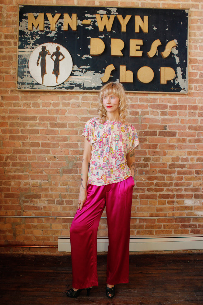 2000s Ralph Lauren Magenta Pink Silk Pants - Medium