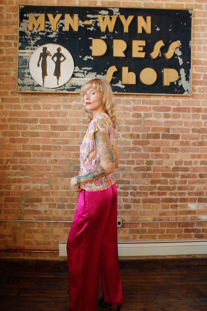 2000s Ralph Lauren Magenta Pink Silk Pants - Medium