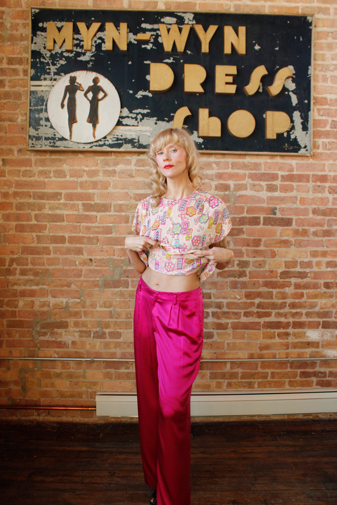2000s Ralph Lauren Magenta Pink Silk Pants - Medium