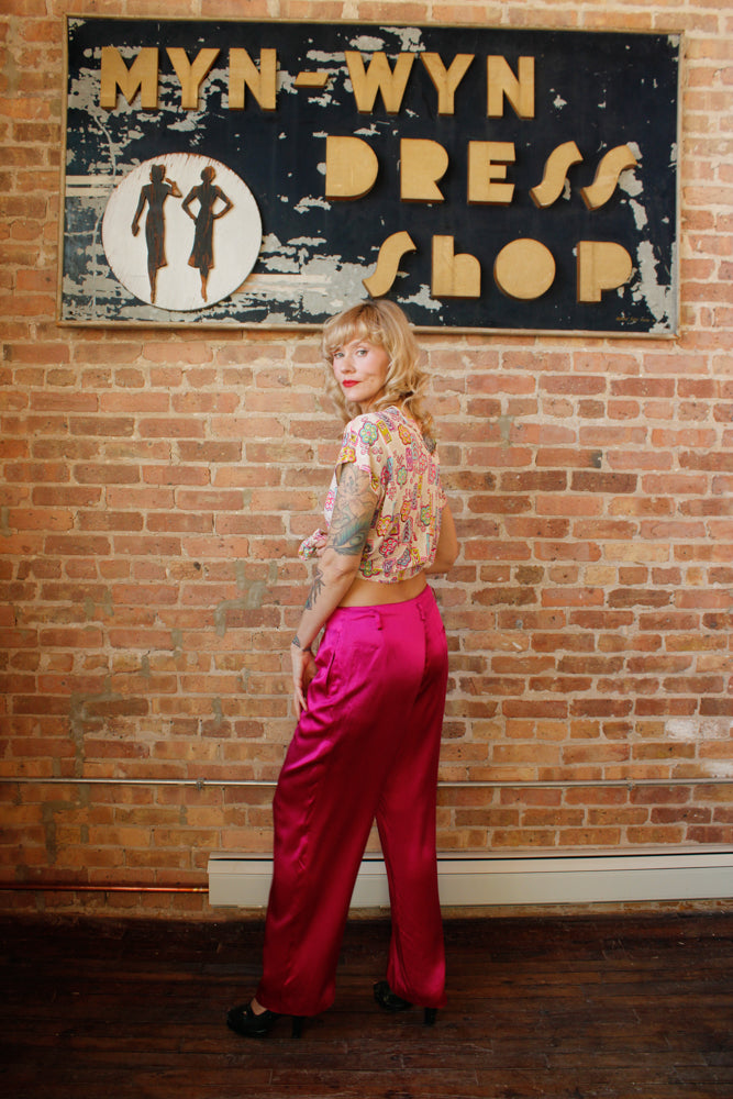 2000s Ralph Lauren Magenta Pink Silk Pants - Medium