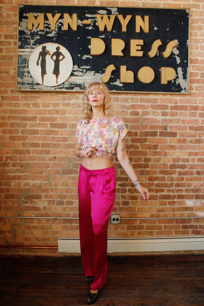 2000s Ralph Lauren Magenta Pink Silk Pants - Medium