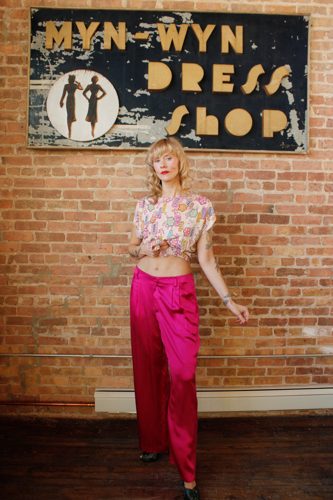 2000s Ralph Lauren Magenta Pink Silk Pants - Medium