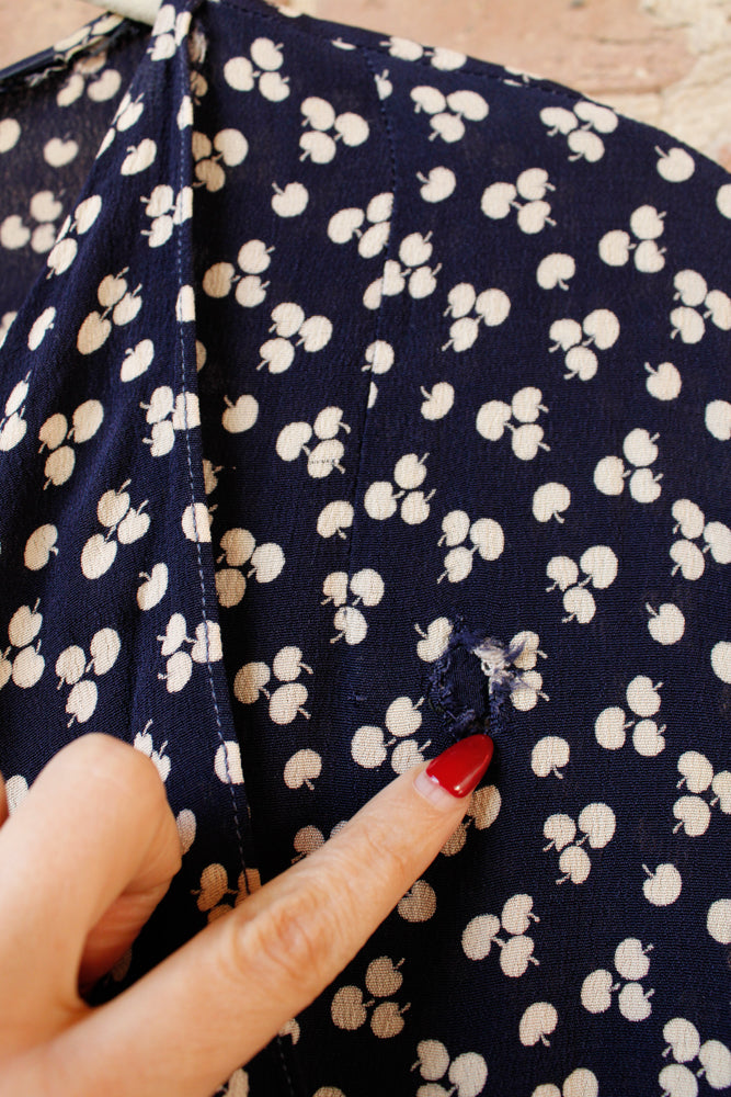 1930s Cherry Print Rayon Dress (AS IS)- Large