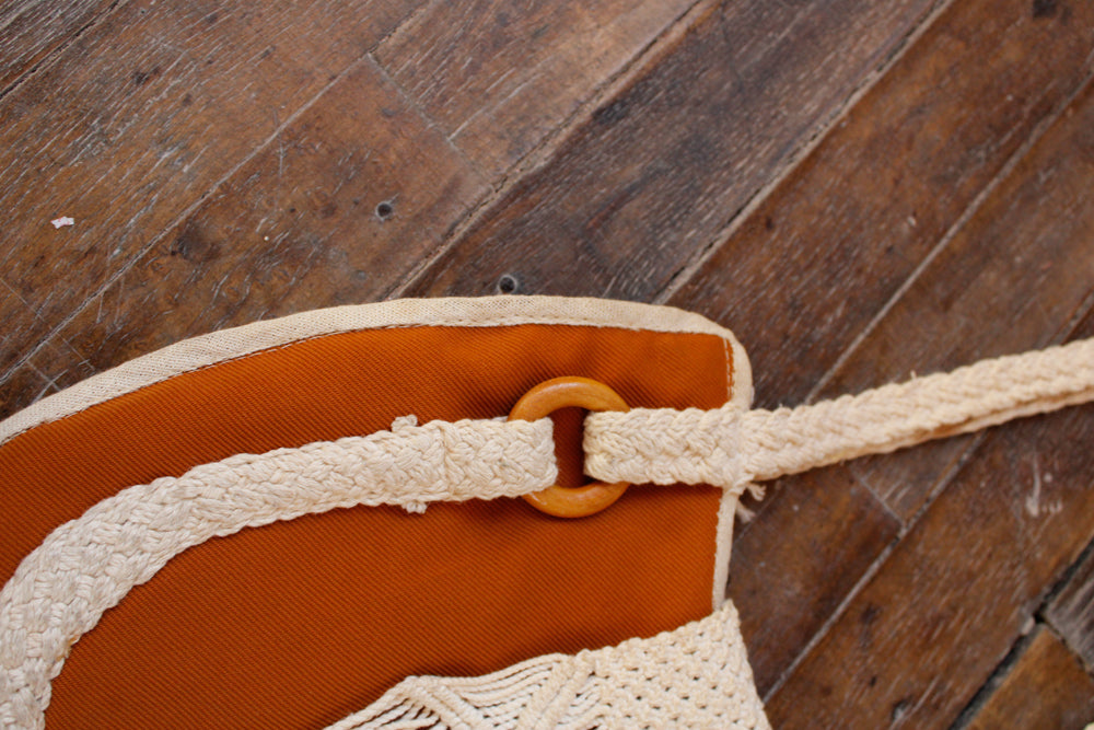 1970s Cotton Yellow & Cream Bag