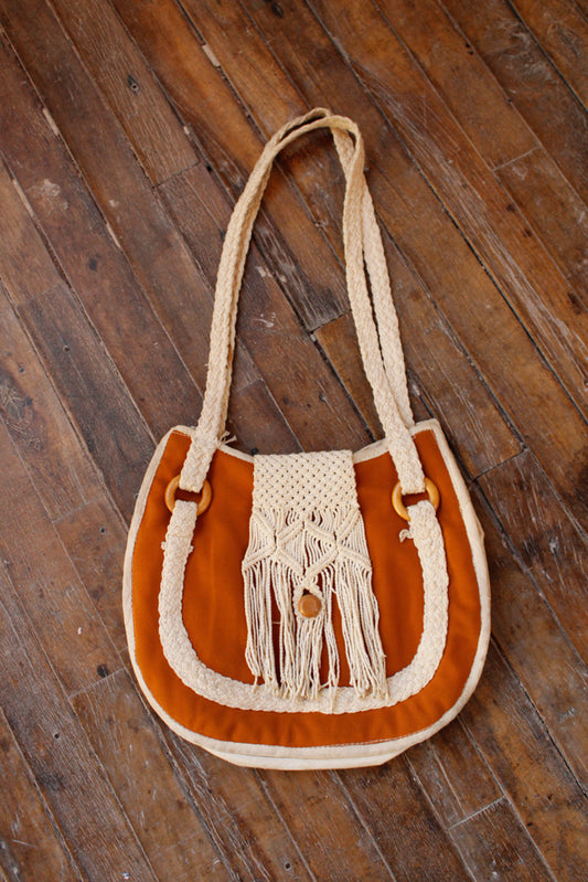 1970s Cotton Yellow & Cream Bag