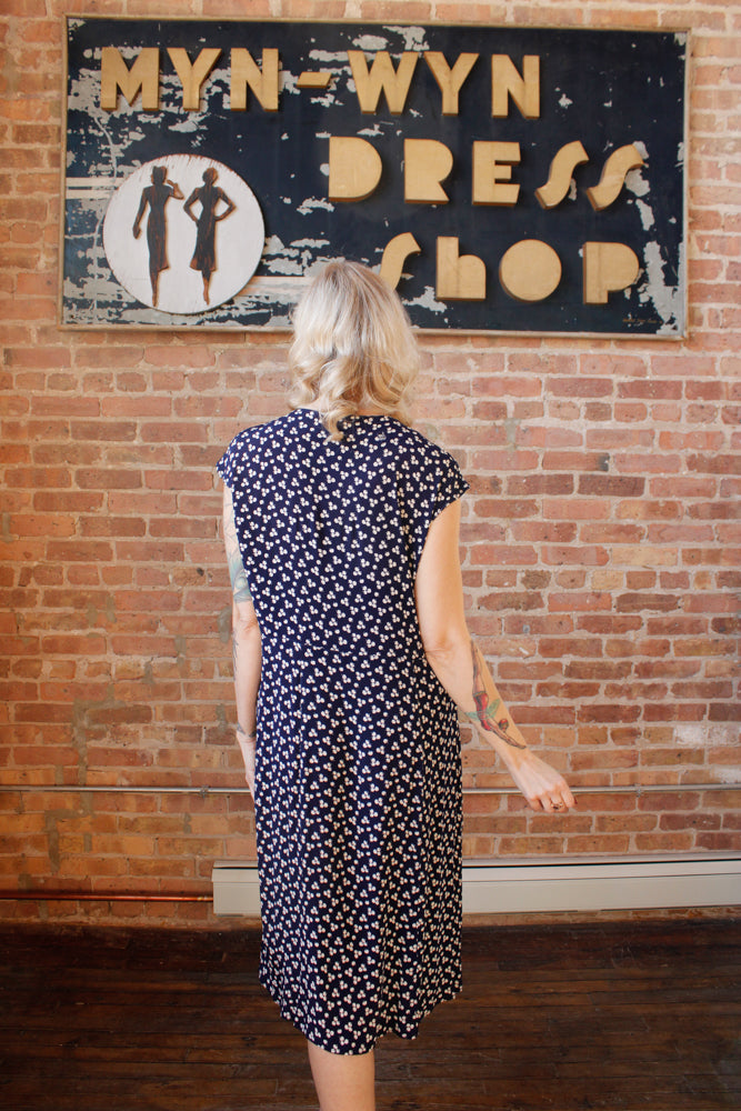 1930s Cherry Print Rayon Dress (AS IS)- Large