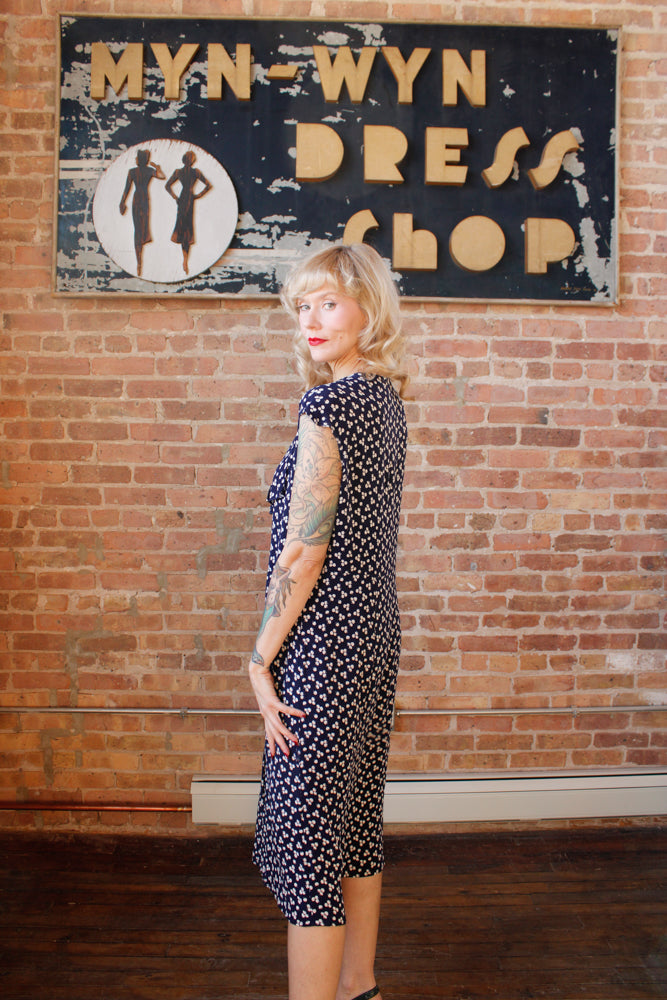 1930s Cherry Print Rayon Dress (AS IS)- Large
