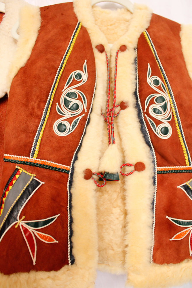 1970s Leather & Shearling Vest - Xs/S