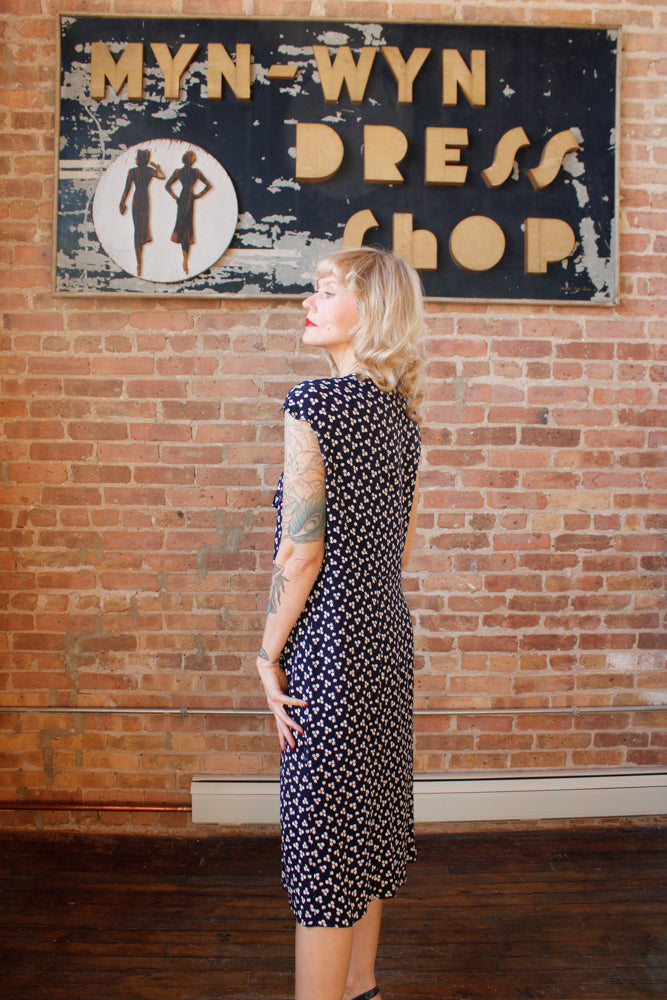 1930s Cherry Print Rayon Dress (AS IS)- Large