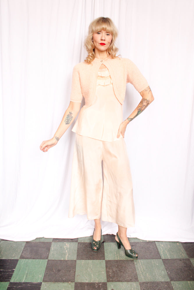 1950s Exmoor Pink Wool Shrug - S/M