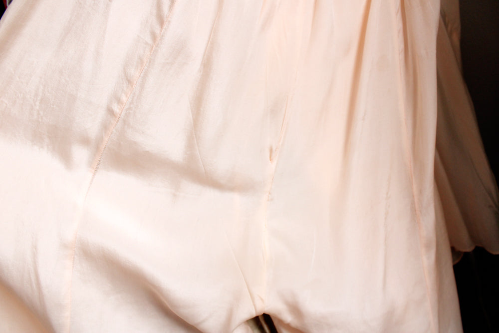1930s Silk Lounge Blouse & Wide Leg Pant Set - Medium