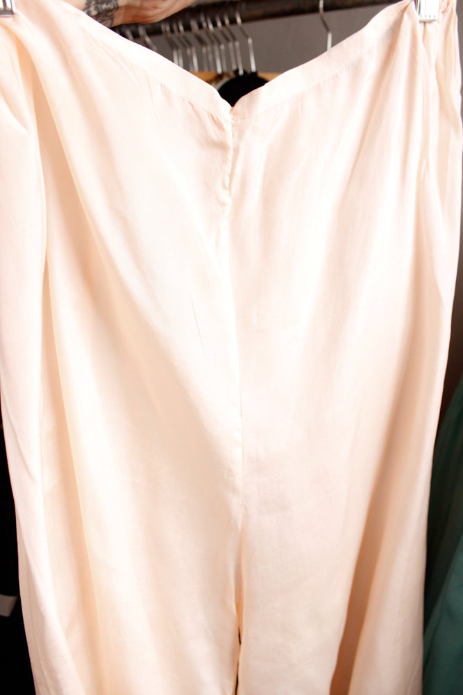 1930s Silk Lounge Blouse & Wide Leg Pant Set - Medium