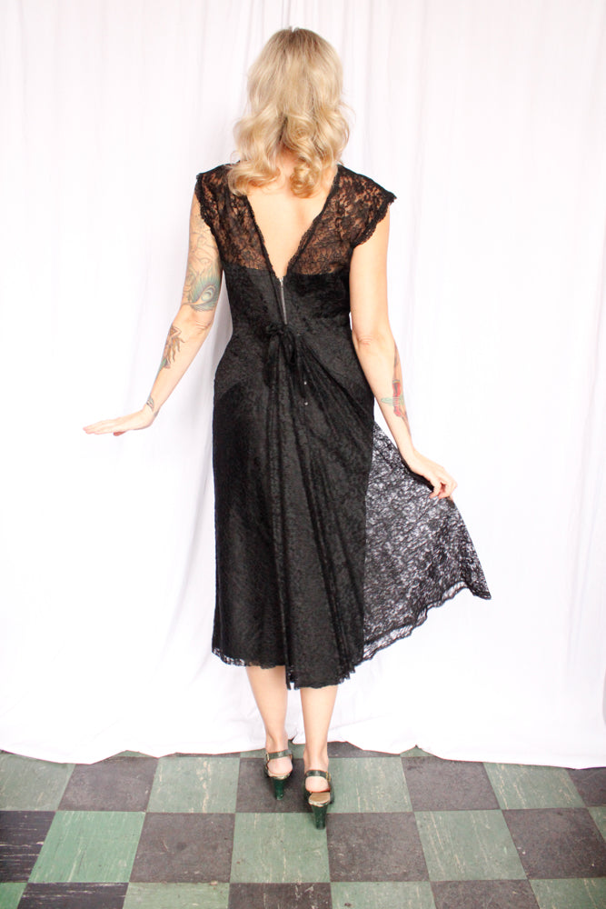 1950s Lace Cocktail Dress - Medium