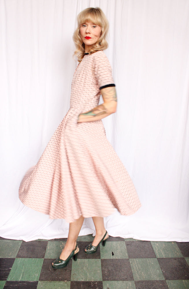 1950s Pat Hartley X Marks the Spot Silk Dress - Medium