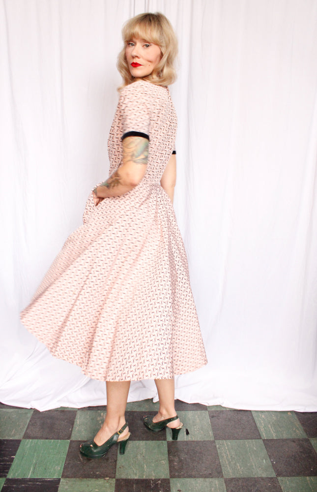1950s Pat Hartley X Marks the Spot Silk Dress - Medium