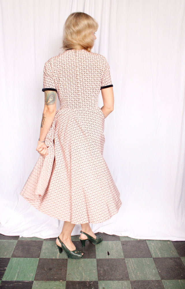 1950s Pat Hartley X Marks the Spot Silk Dress - Medium