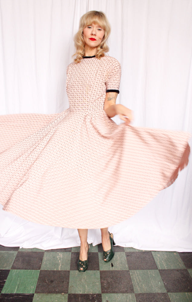 1950s Pat Hartley X Marks the Spot Silk Dress - Medium