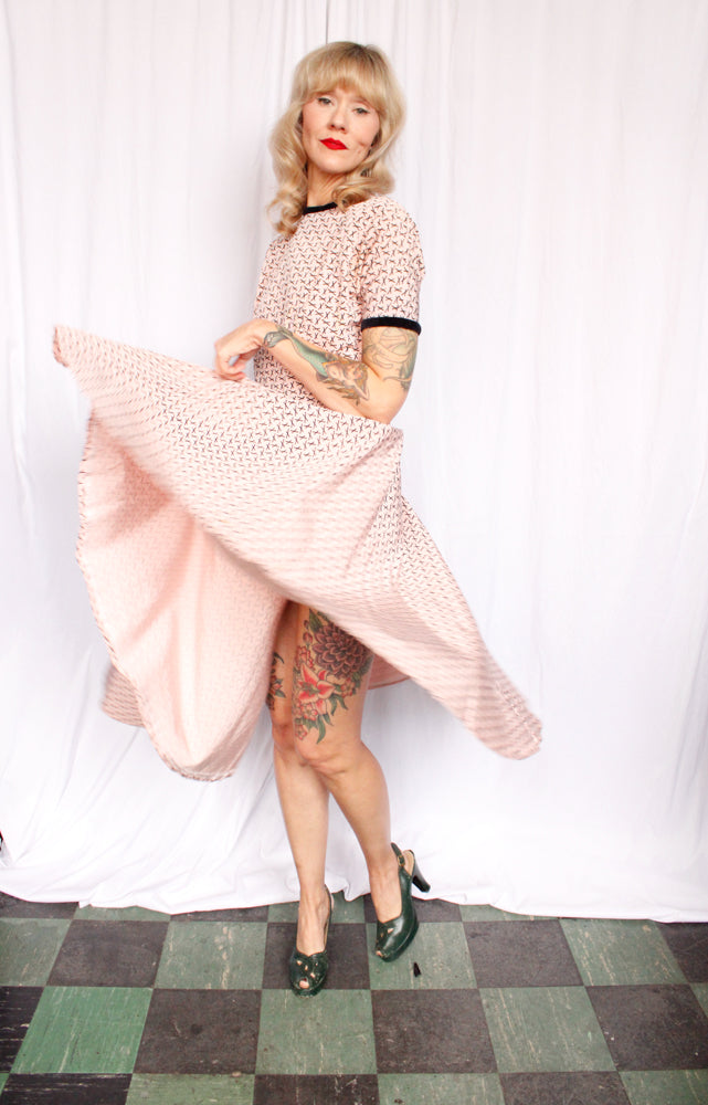 1950s Pat Hartley X Marks the Spot Silk Dress - Medium