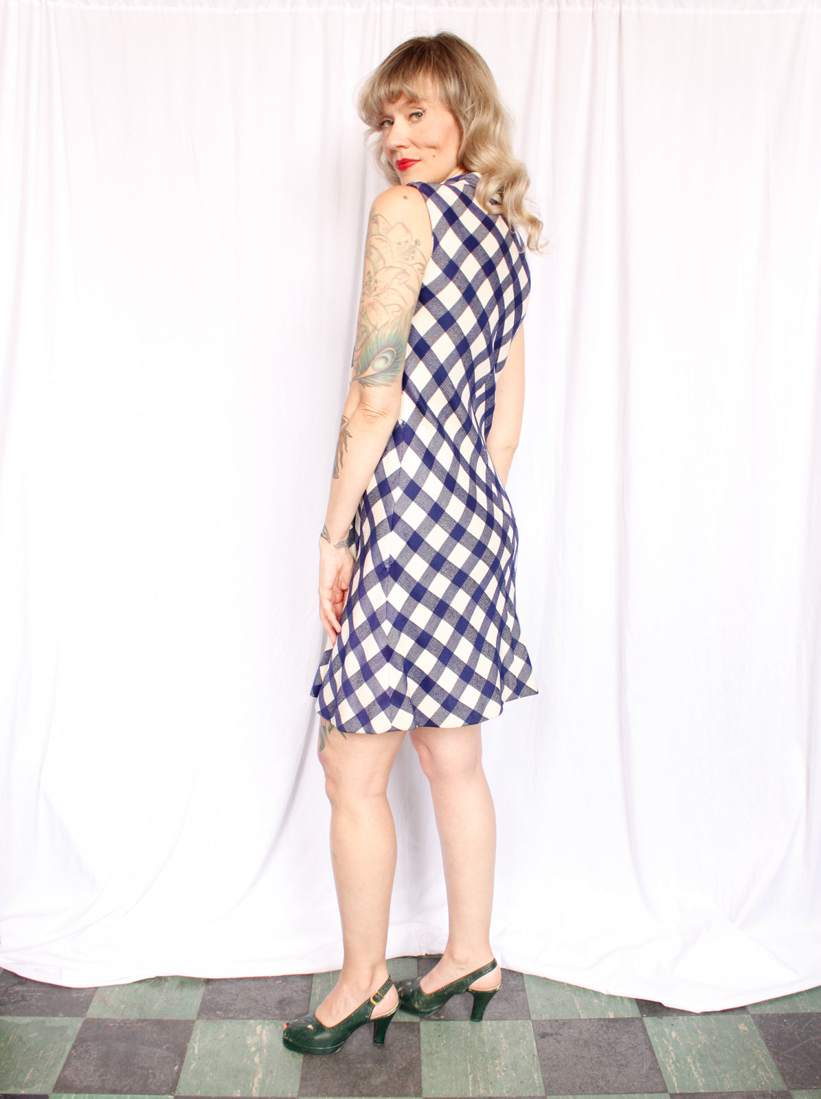 1960s Plaid Kane's Chicago Sheath Dress - Small