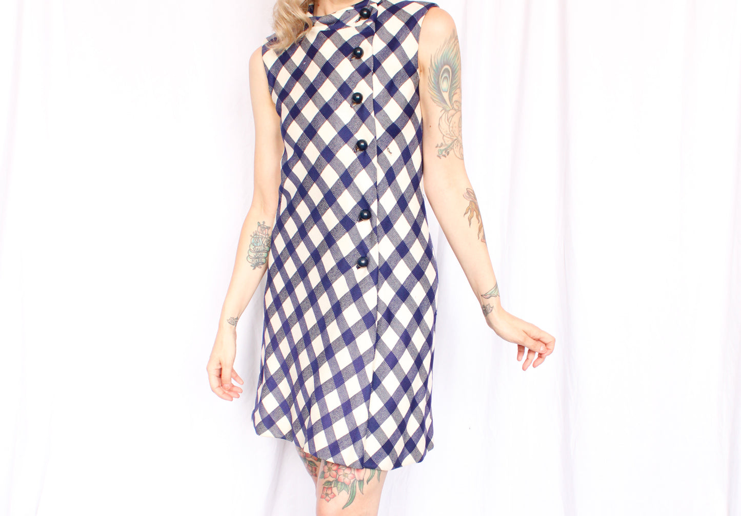 1960s Plaid Kane's Chicago Sheath Dress - Small