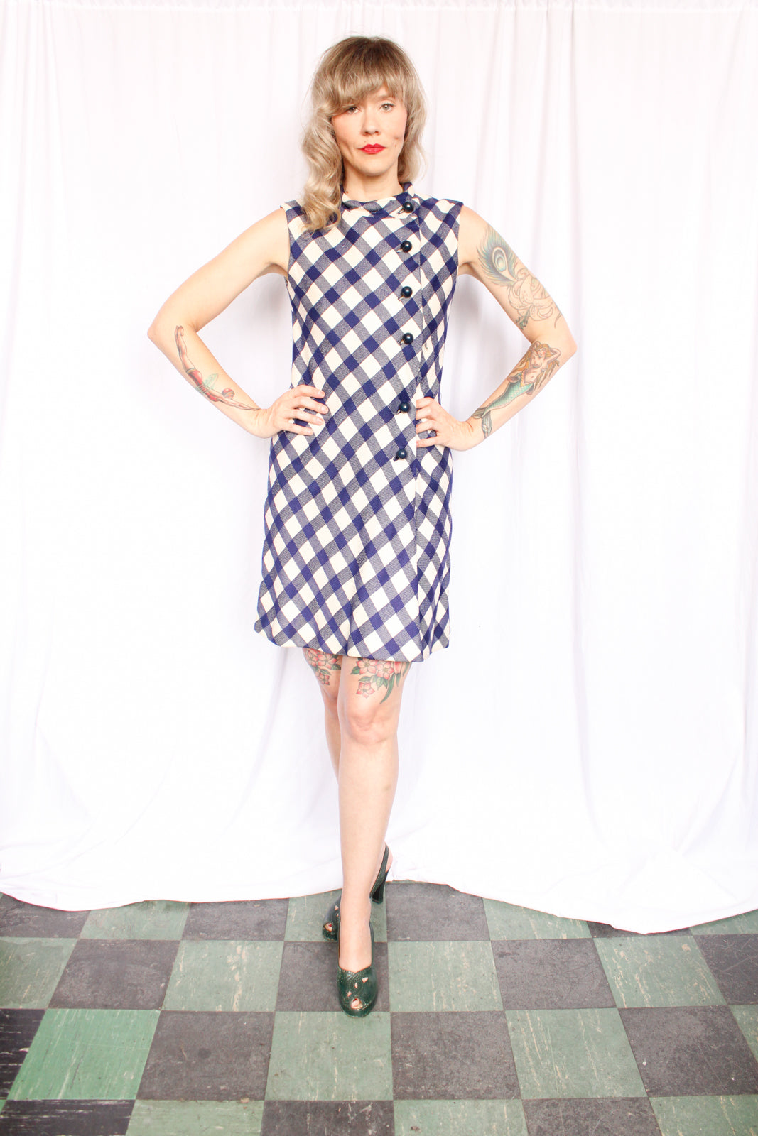 1960s Plaid Kane's Chicago Sheath Dress - Small