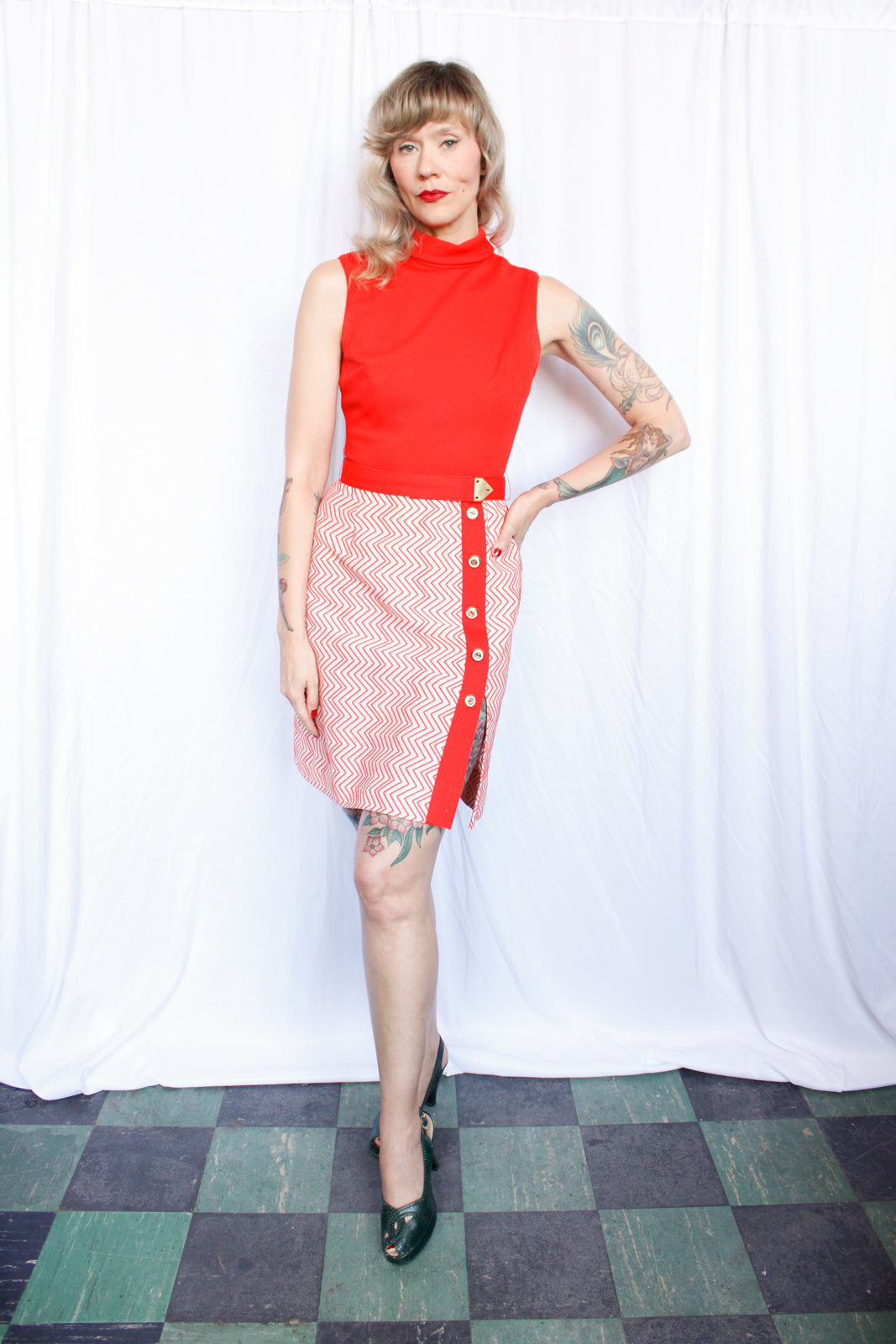 1960s Bold Orange Heavy Knit Dress - Small