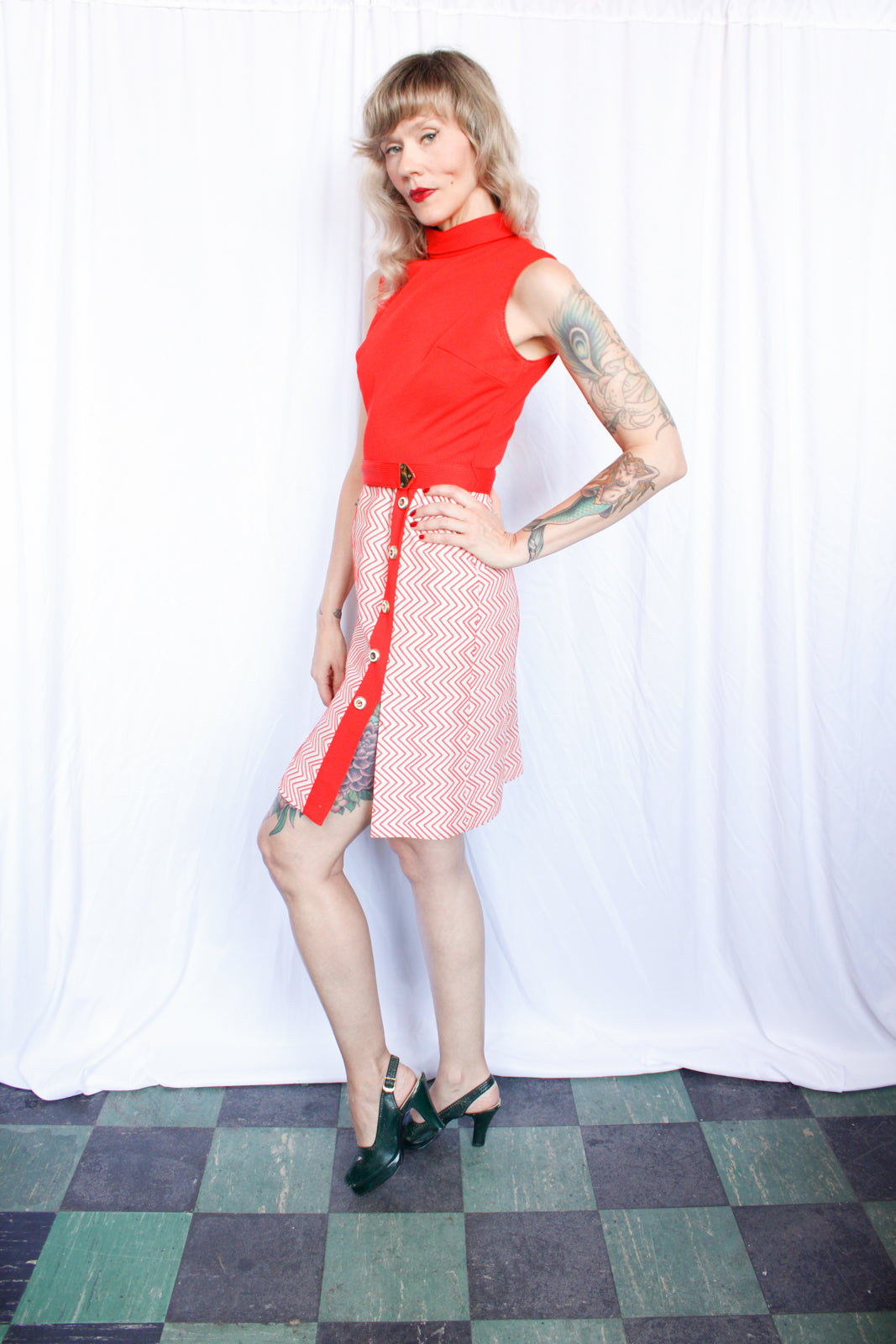 1960s Bold Orange Heavy Knit Dress - Small