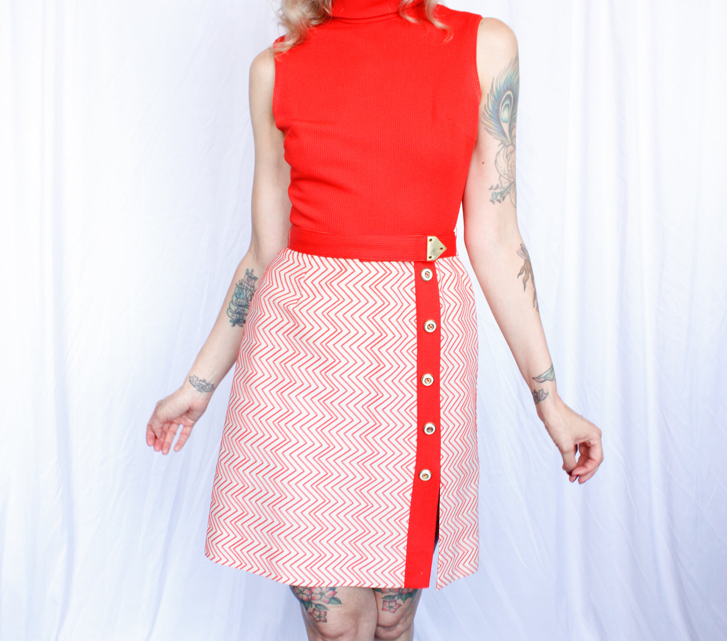 1960s Bold Orange Heavy Knit Dress - Small