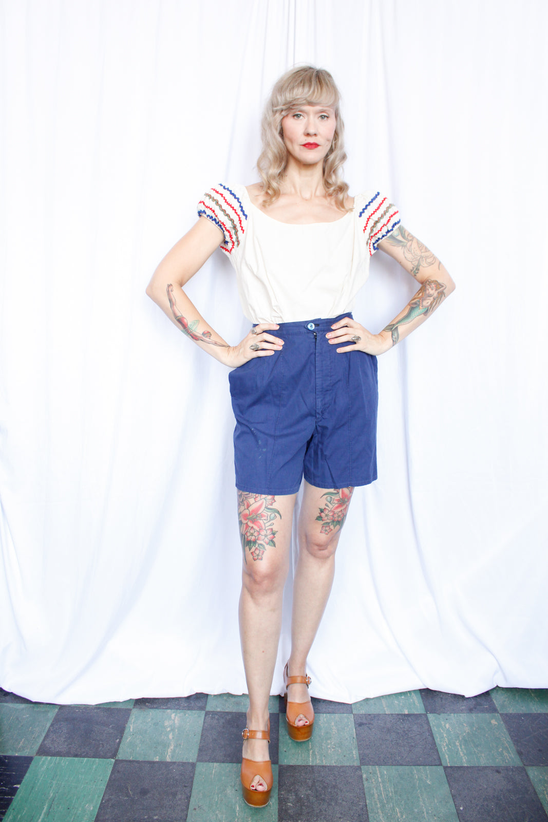 1950s Puff Sleeve Blouse - Large