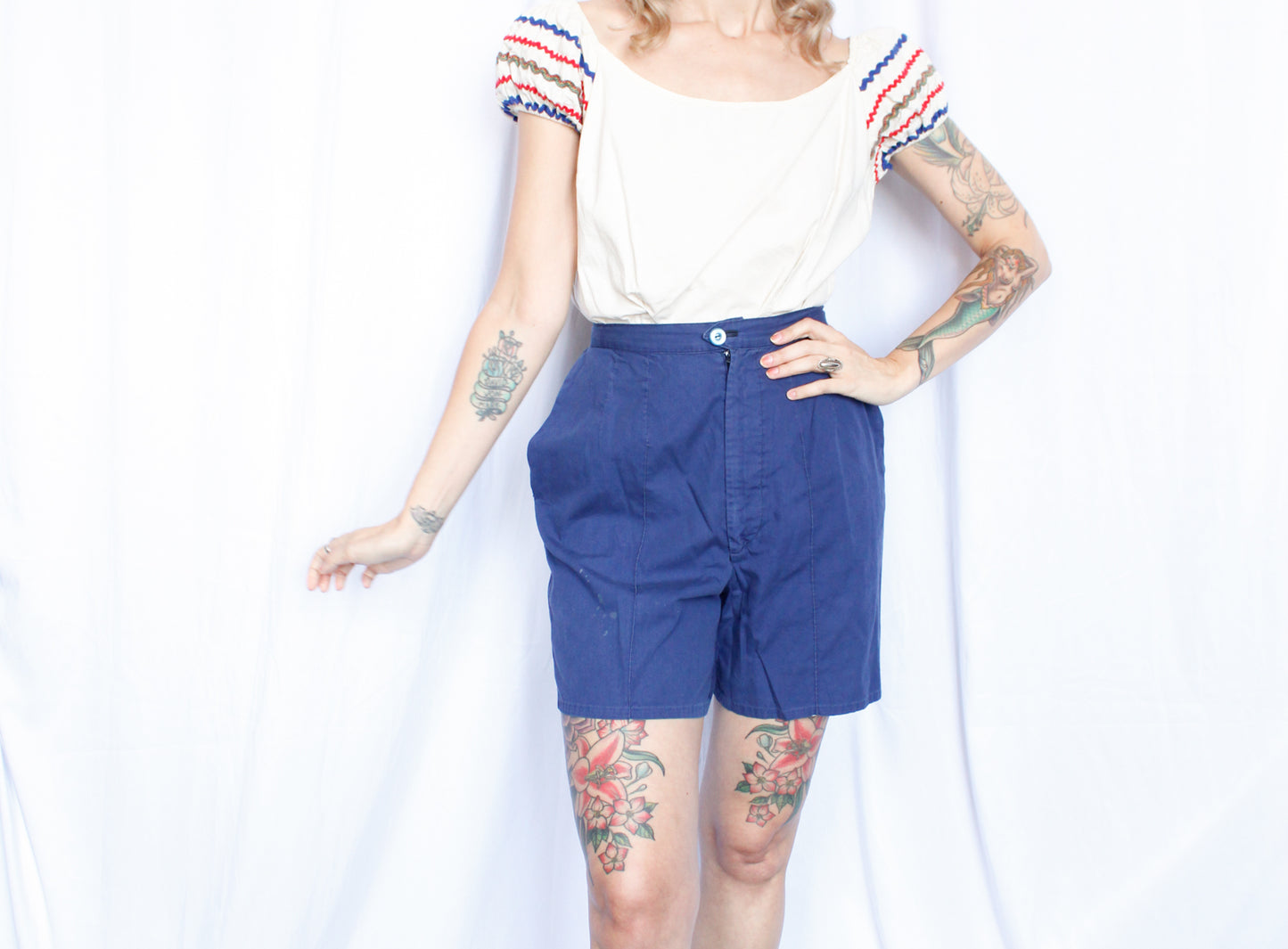1950s Puff Sleeve Blouse - Large