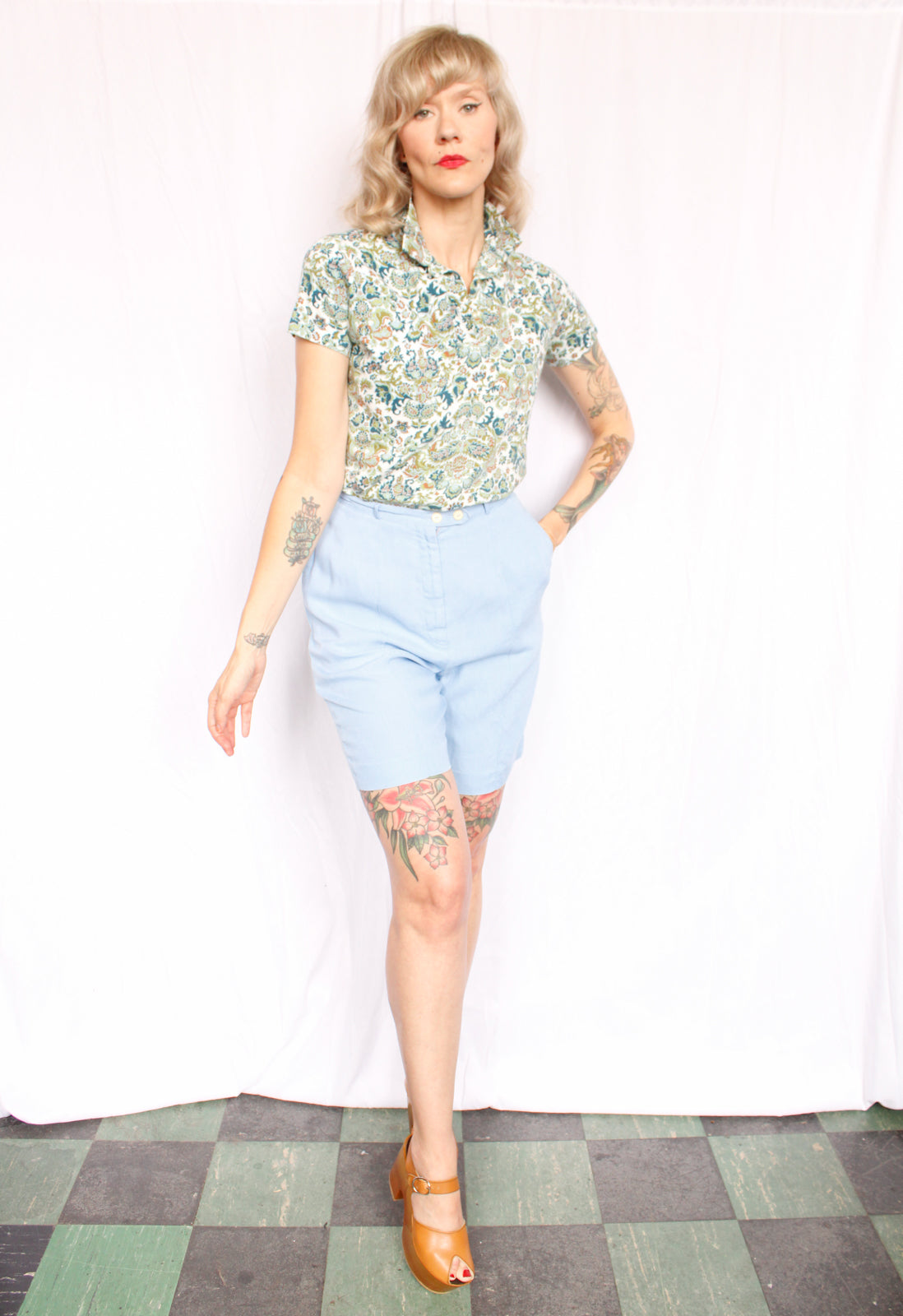 1960s White Stag Paisley Cotton Blouse - Medium