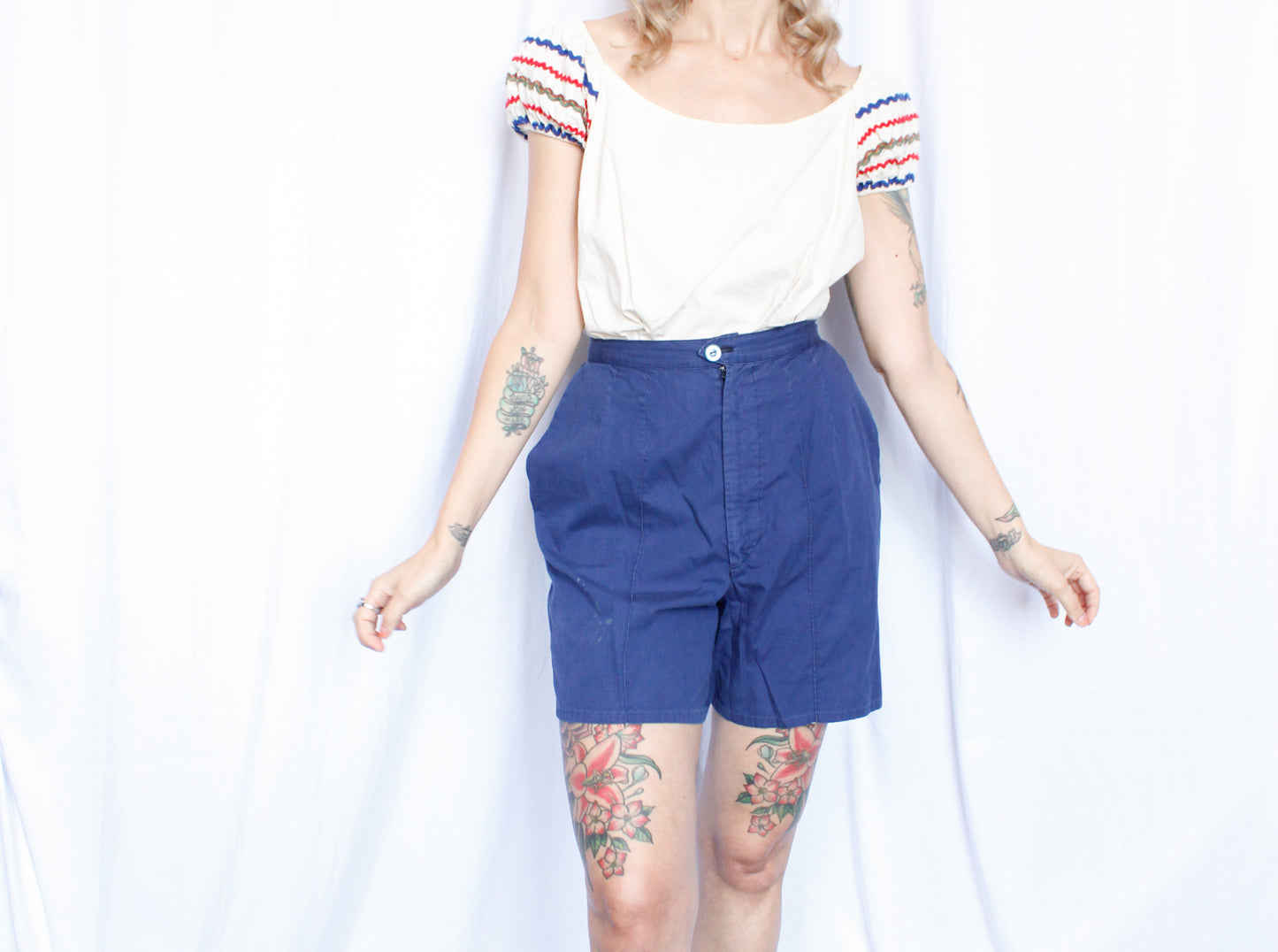 1950s Puff Sleeve Blouse - Large