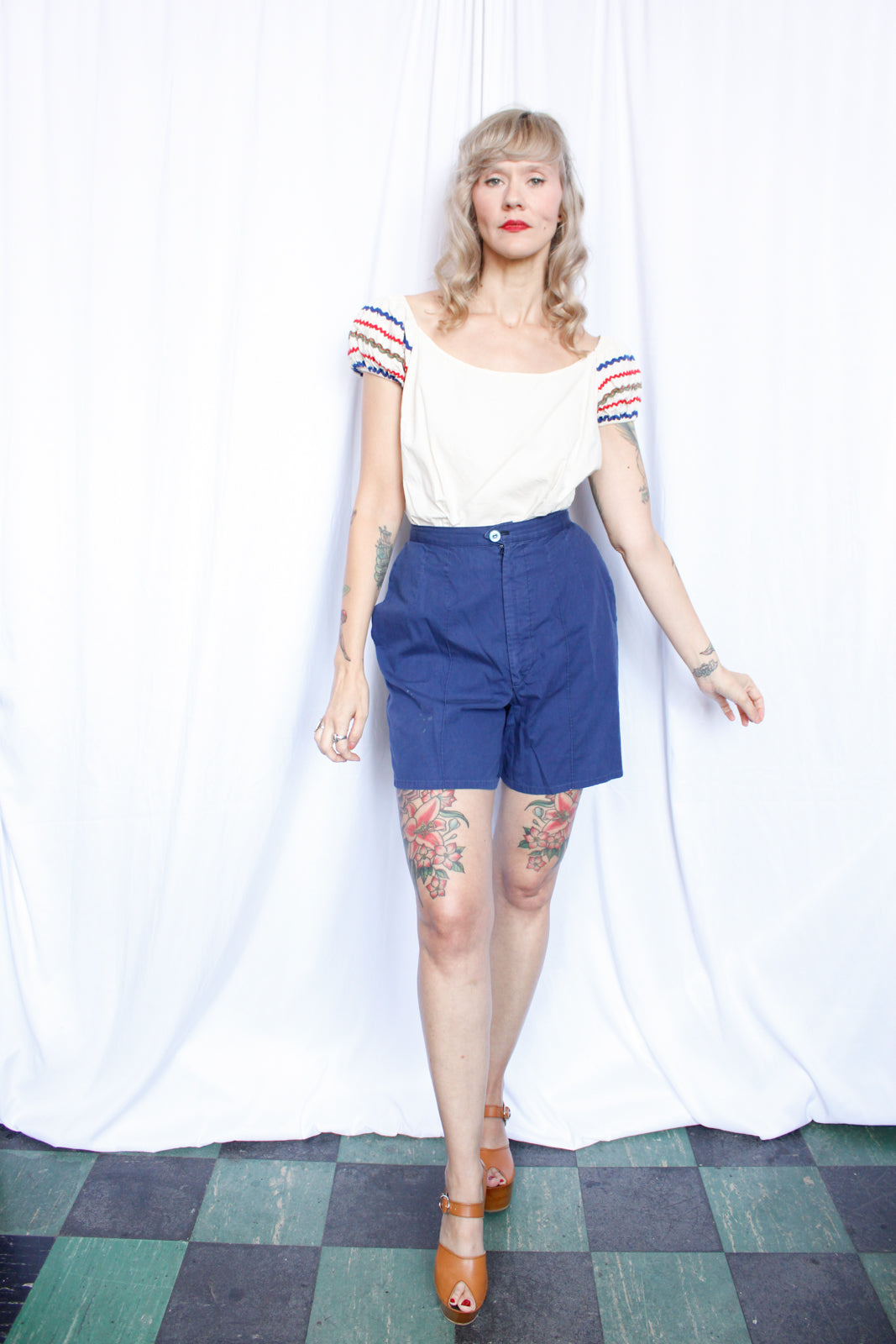 1950s Puff Sleeve Blouse - Large