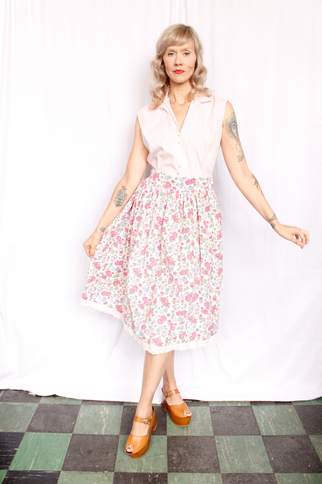 1950s Pink Cotton Shirt - Medium