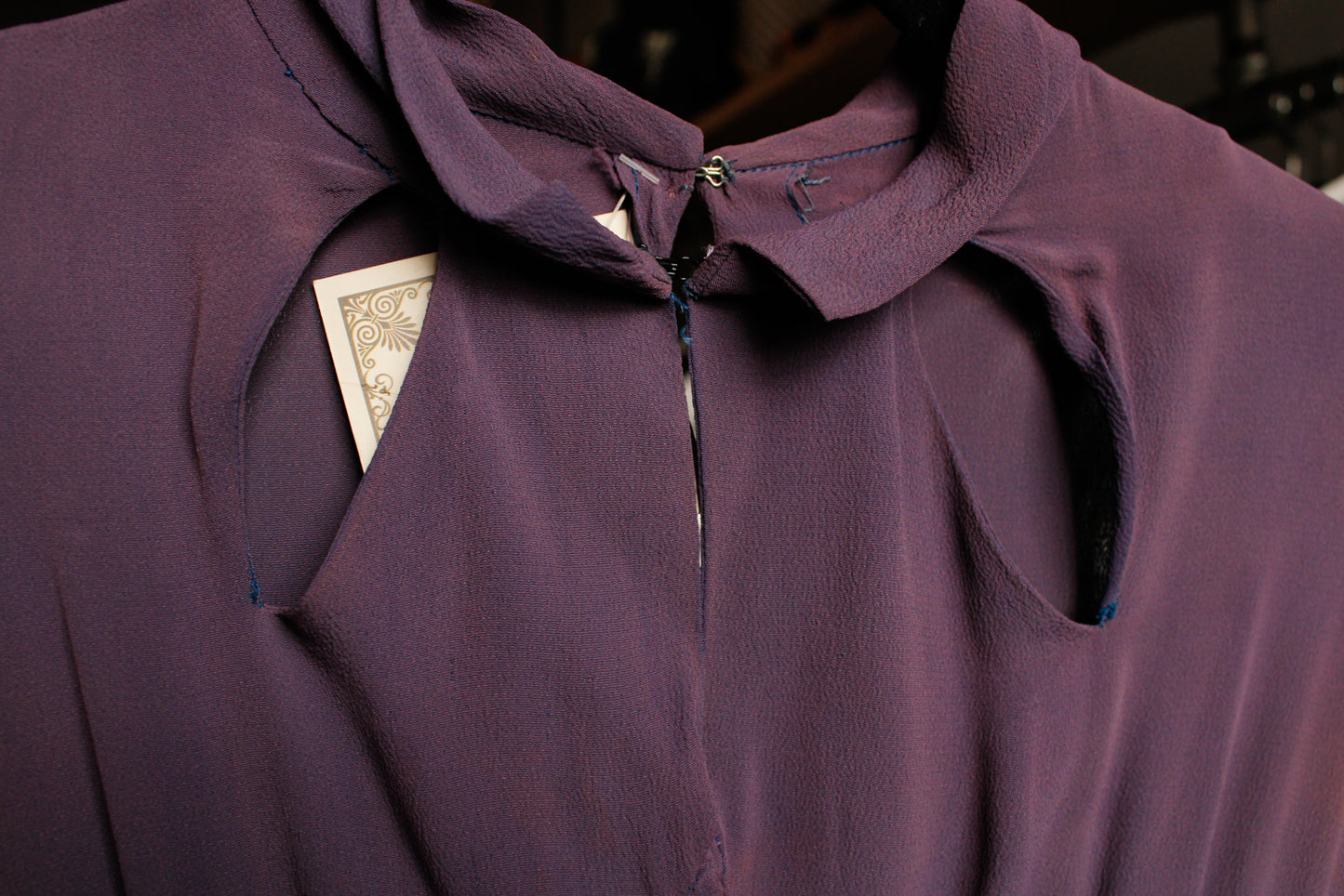 1930s Purple Bias Cut Rayon Mermaid Dress - Medium