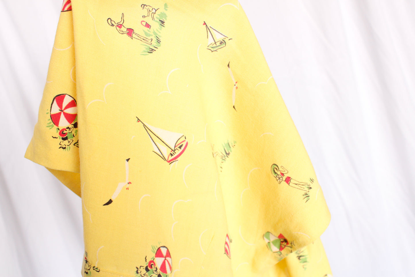 1940s Debby Lou Beach Scene Crop Top & Skirt Set - Xs/Small
