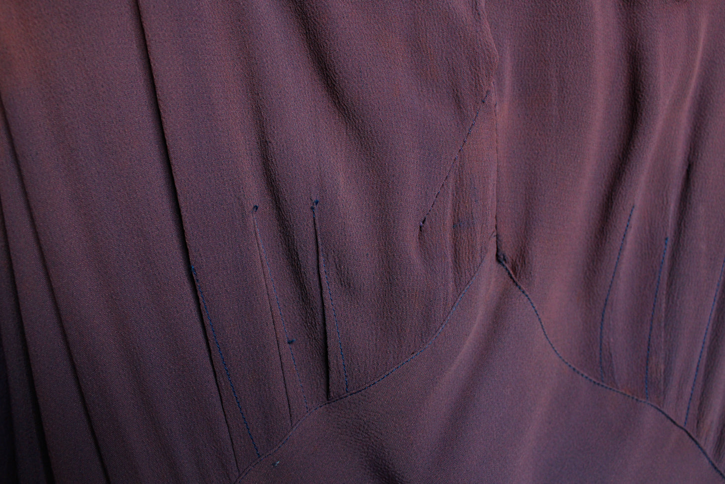 1930s Purple Bias Cut Rayon Mermaid Dress - Medium