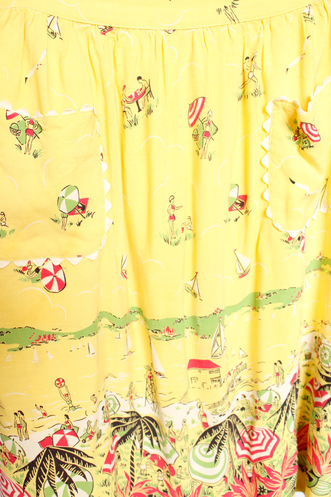 1940s Debby Lou Beach Scene Crop Top & Skirt Set - Xs/Small