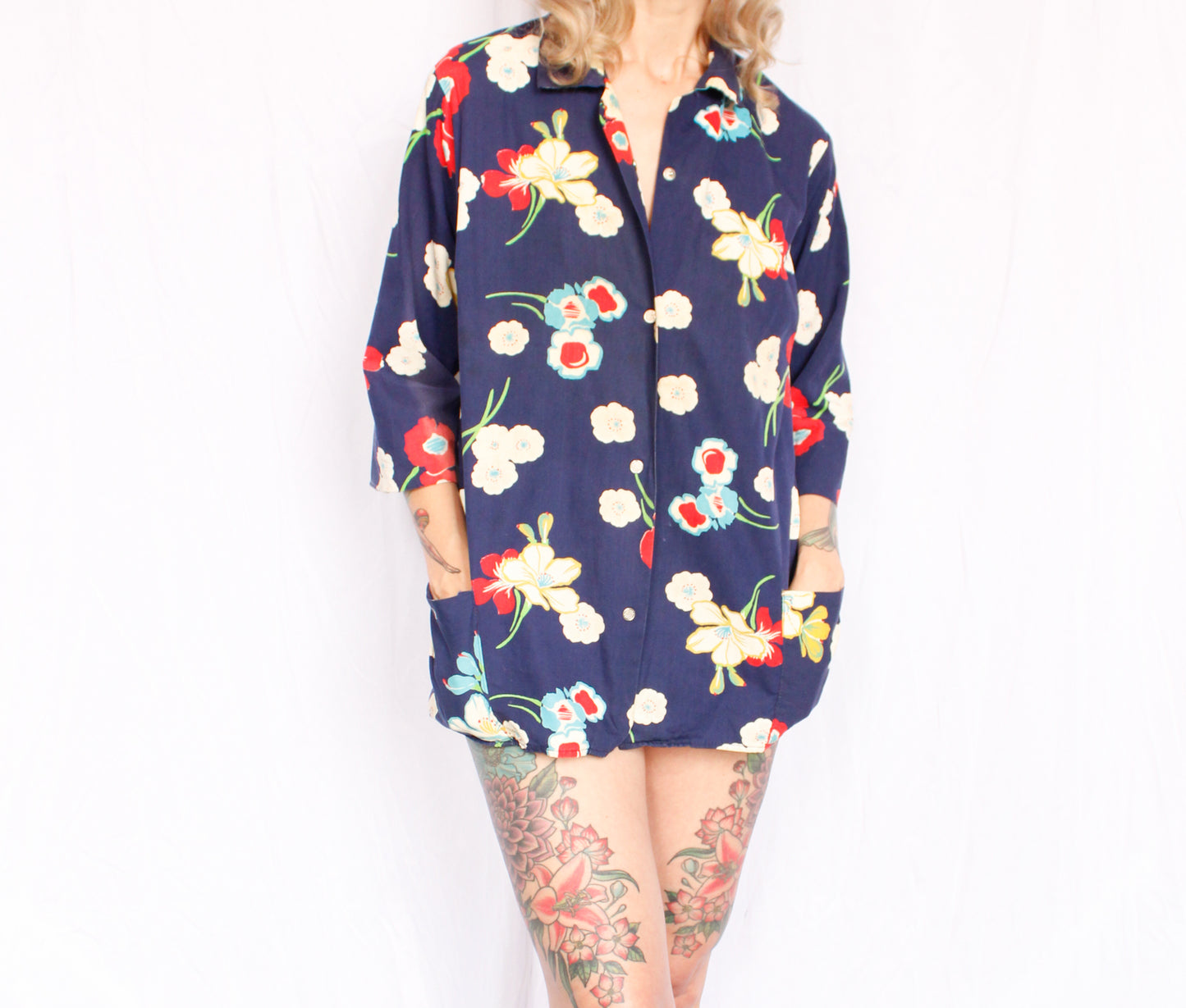 1950s Poppy Cotton Smock Top - Large