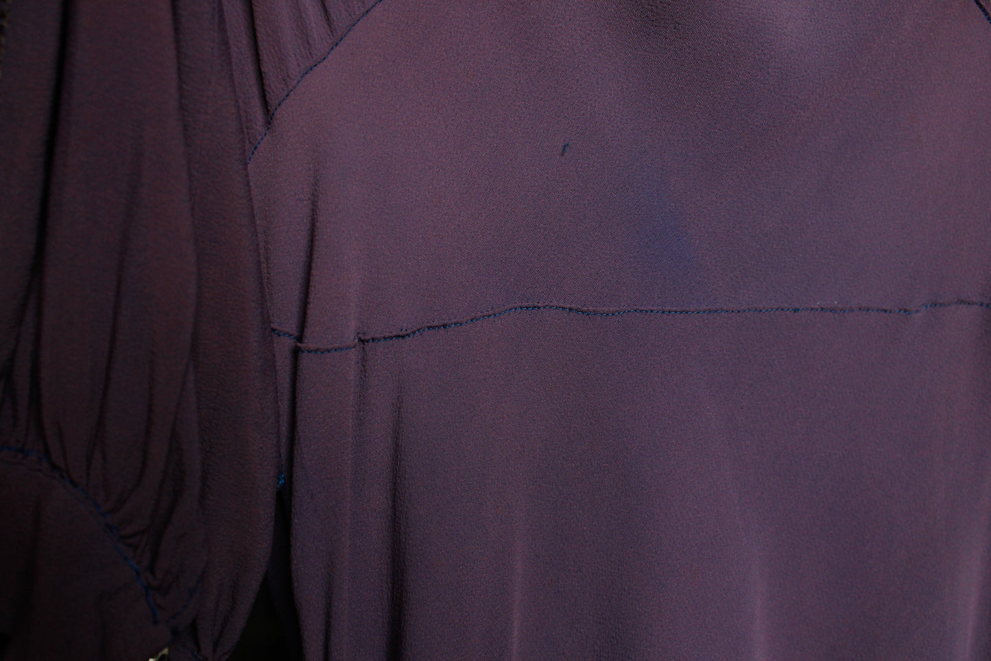 1930s Purple Bias Cut Rayon Mermaid Dress - Medium