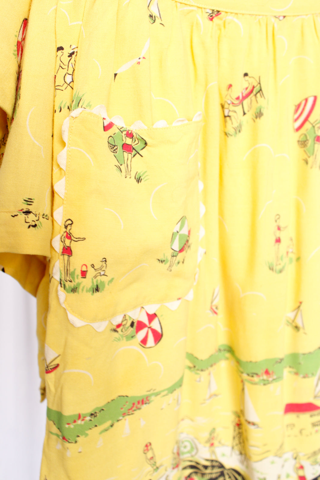 1940s Debby Lou Beach Scene Crop Top & Skirt Set - Xs/Small