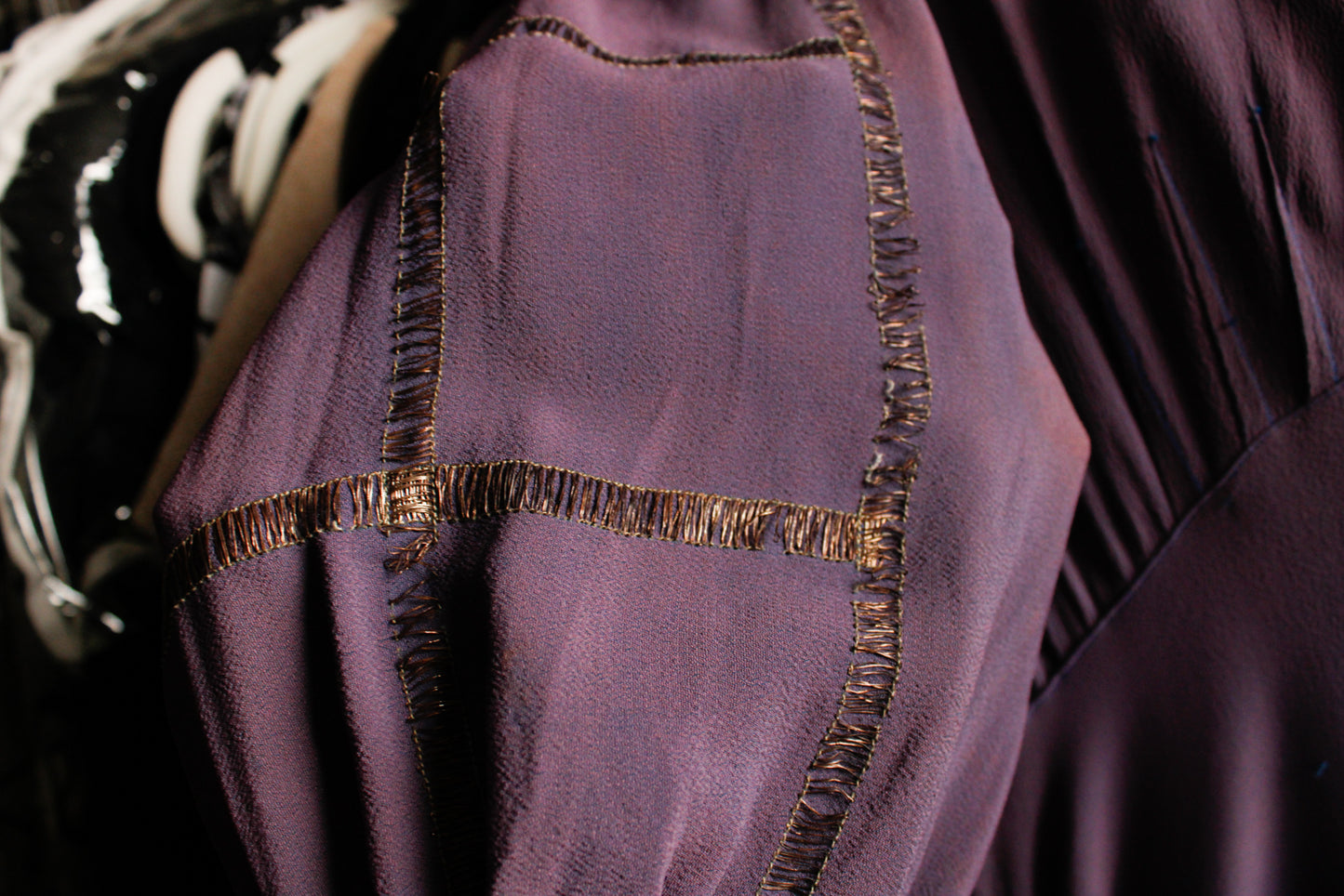 1930s Purple Bias Cut Rayon Mermaid Dress - Medium