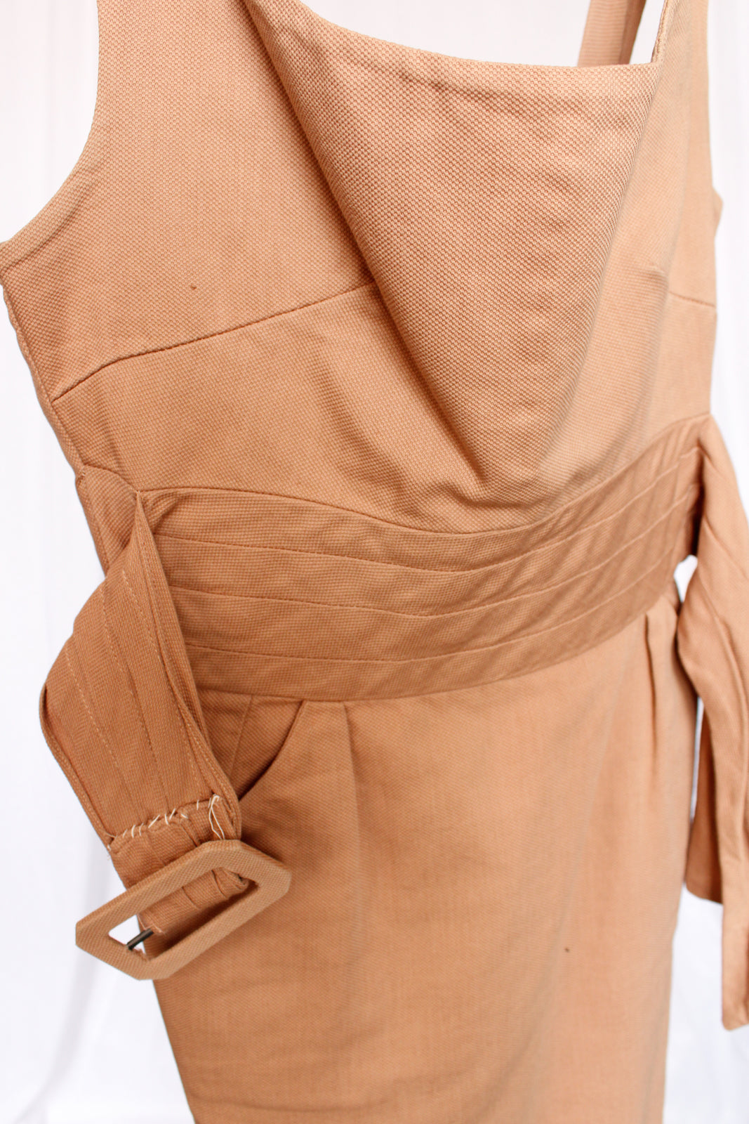 1950s Cafe Latte Sheath Dress - Small