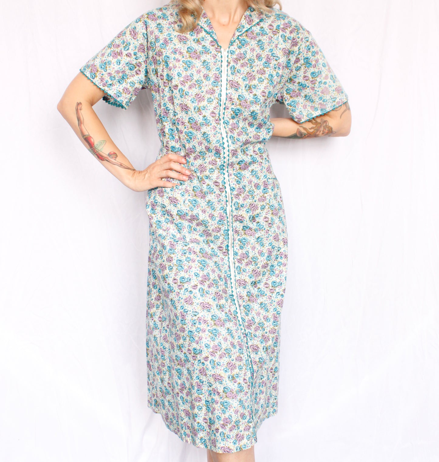 1940s Bill Sims Togs Floral Day Dress - XXLarge