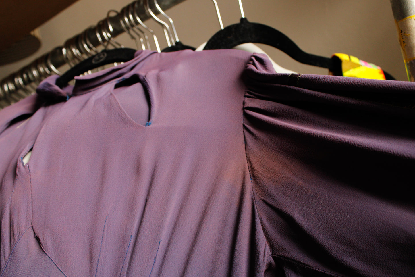 1930s Purple Bias Cut Rayon Mermaid Dress - Medium